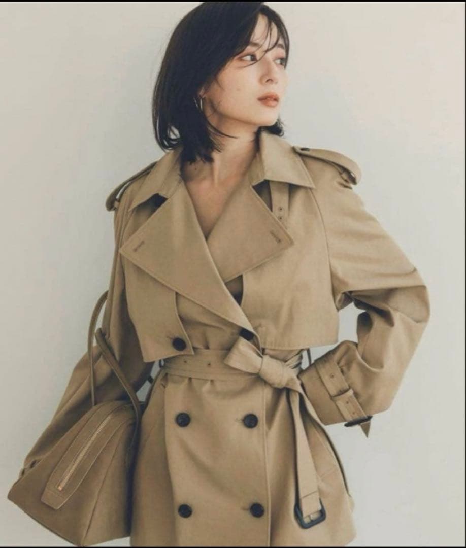 anuans ハーフオーバートレンチコート(ベージュ)(Mサイズ)