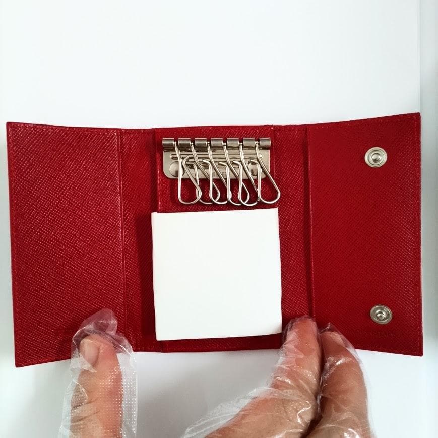 【⭐️PRADA⭐️】新品 プラダ ナイロン キーケース 6連 三角ロゴ レッド