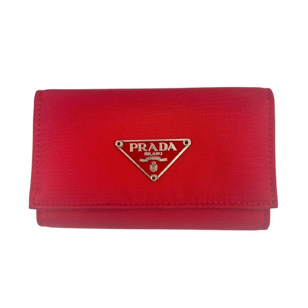 【⭐️PRADA⭐️】新品 プラダ ナイロン キーケース 6連 三角ロゴ レッド