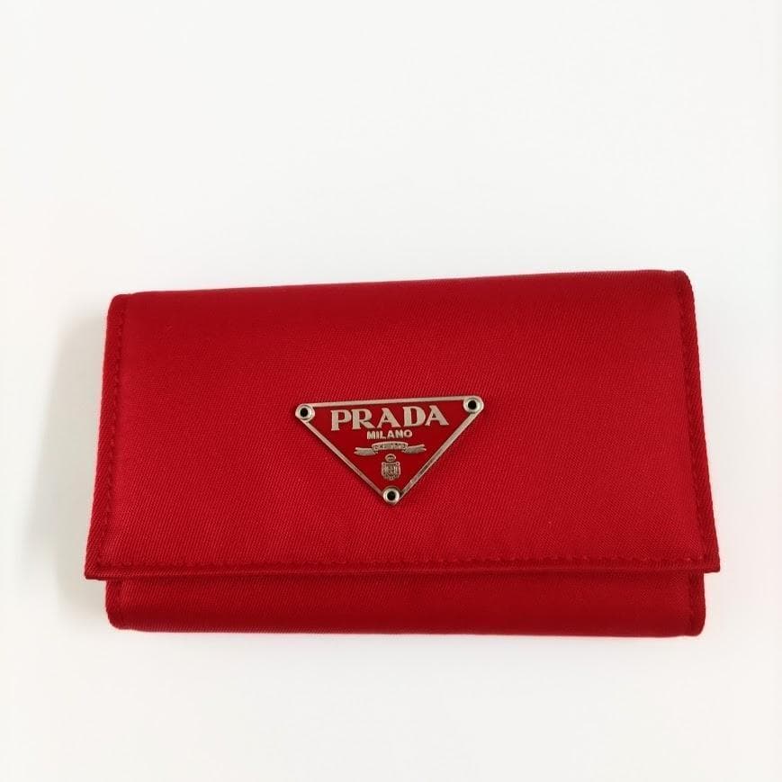 【⭐️PRADA⭐️】新品 プラダ ナイロン キーケース 6連 三角ロゴ レッド