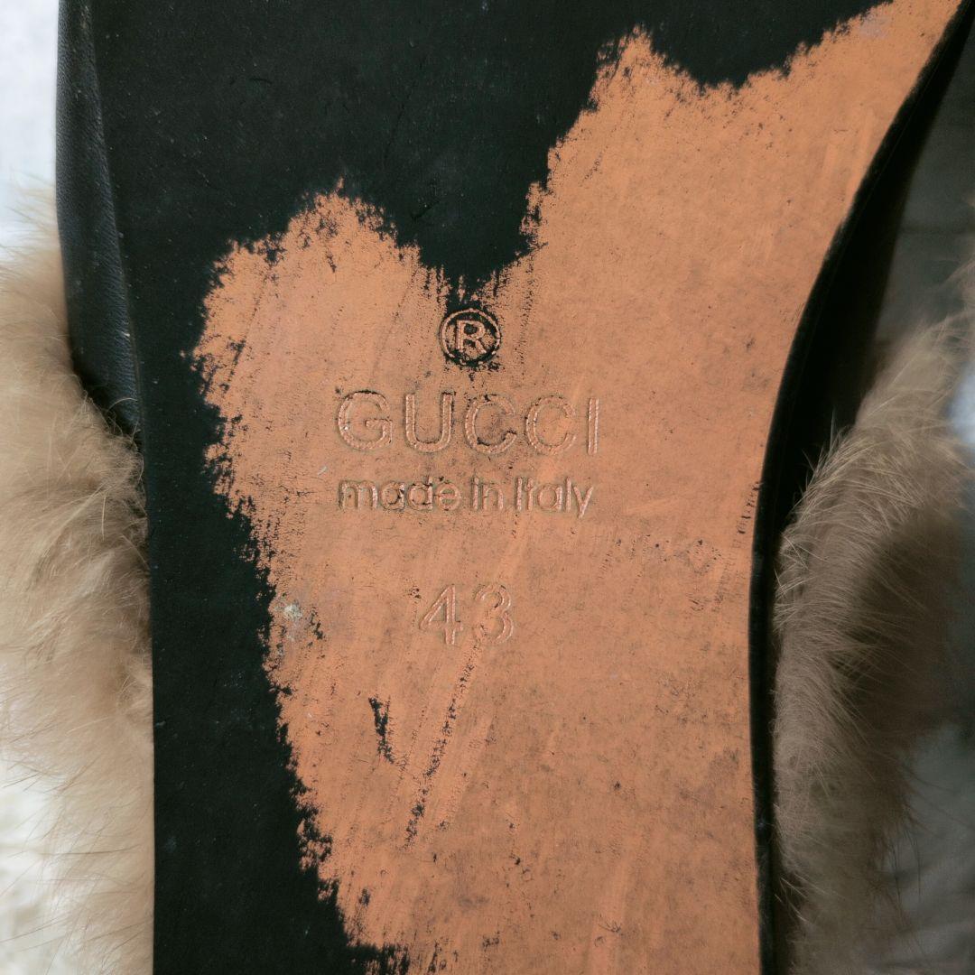 グッチ　プリンスタウン　サンダル　スリッポン　ホースビット　ファー　レザー　43