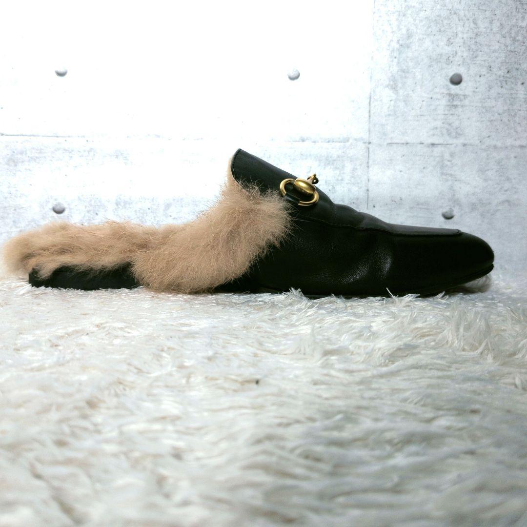 グッチ　プリンスタウン　サンダル　スリッポン　ホースビット　ファー　レザー　43