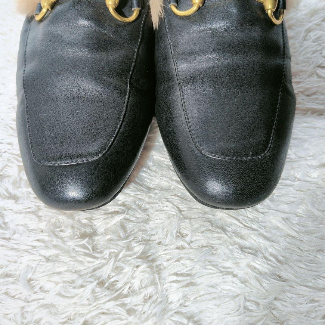 グッチ　プリンスタウン　サンダル　スリッポン　ホースビット　ファー　レザー　43