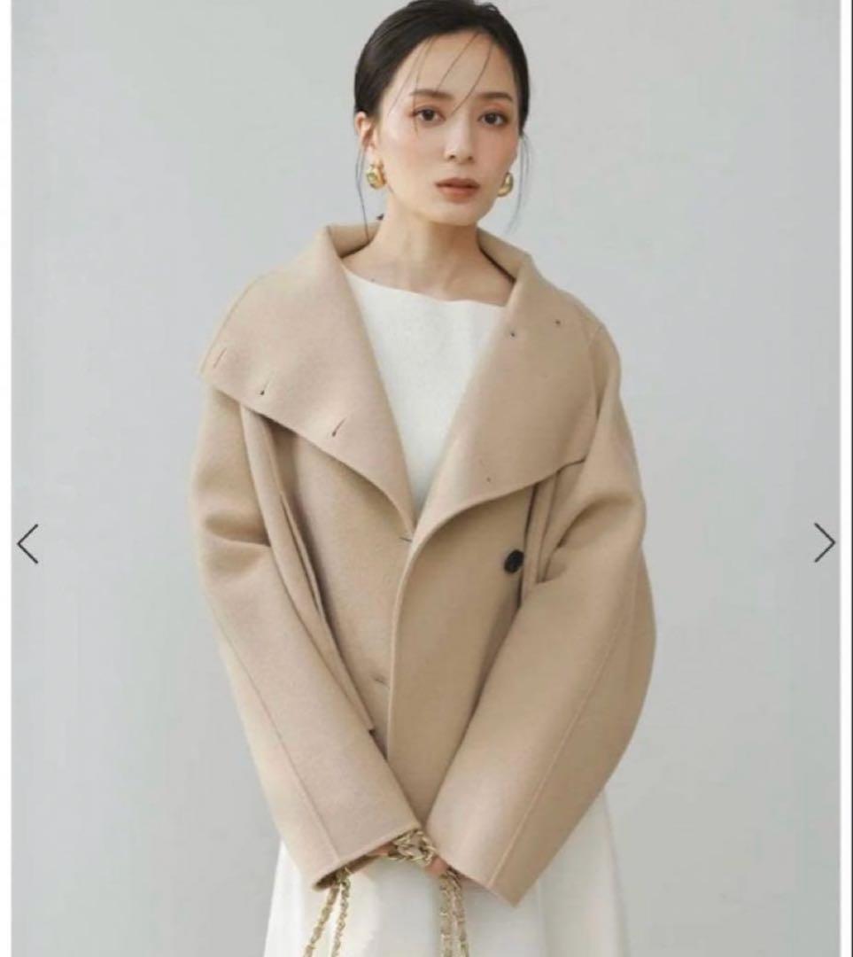 anuans スタンドネックリバーショートコート