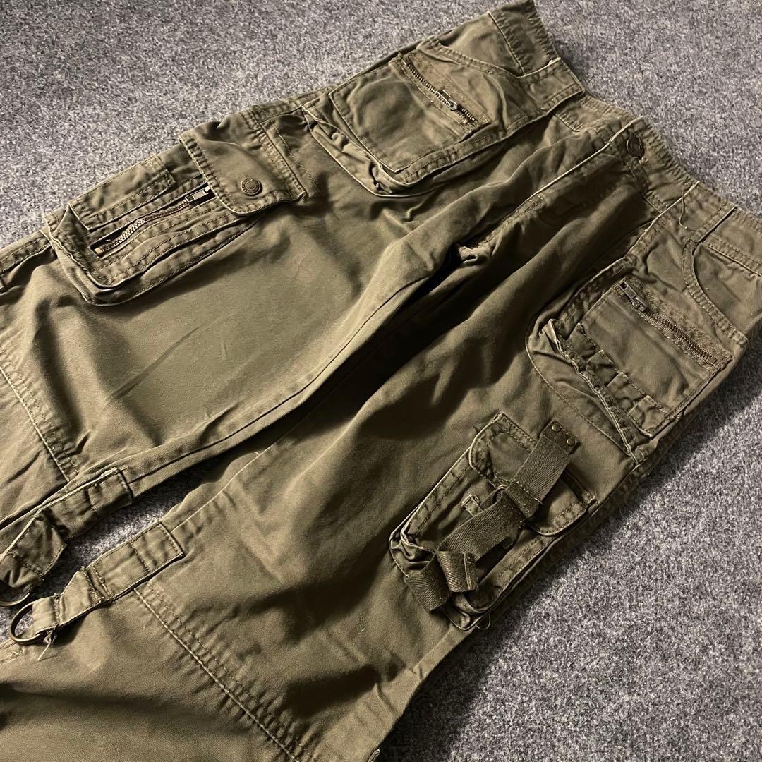 蓮様　フレア　カーゴパンツ　ギミック　ミニタリー　y2k カーキ S
