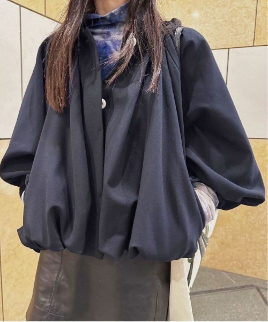 Ameri BALLOON SHORT BLOUSON ネイビー Sサイズ