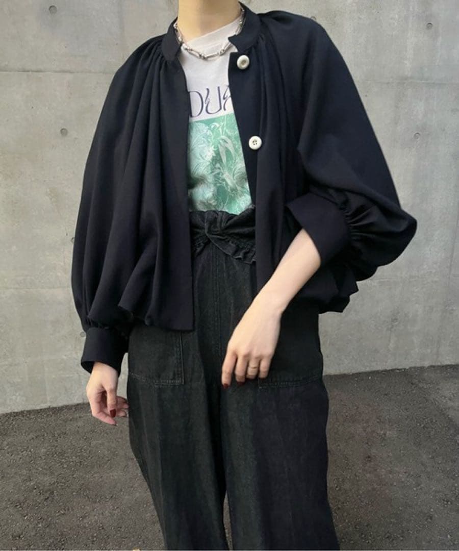 Ameri BALLOON SHORT BLOUSON ネイビー Sサイズ