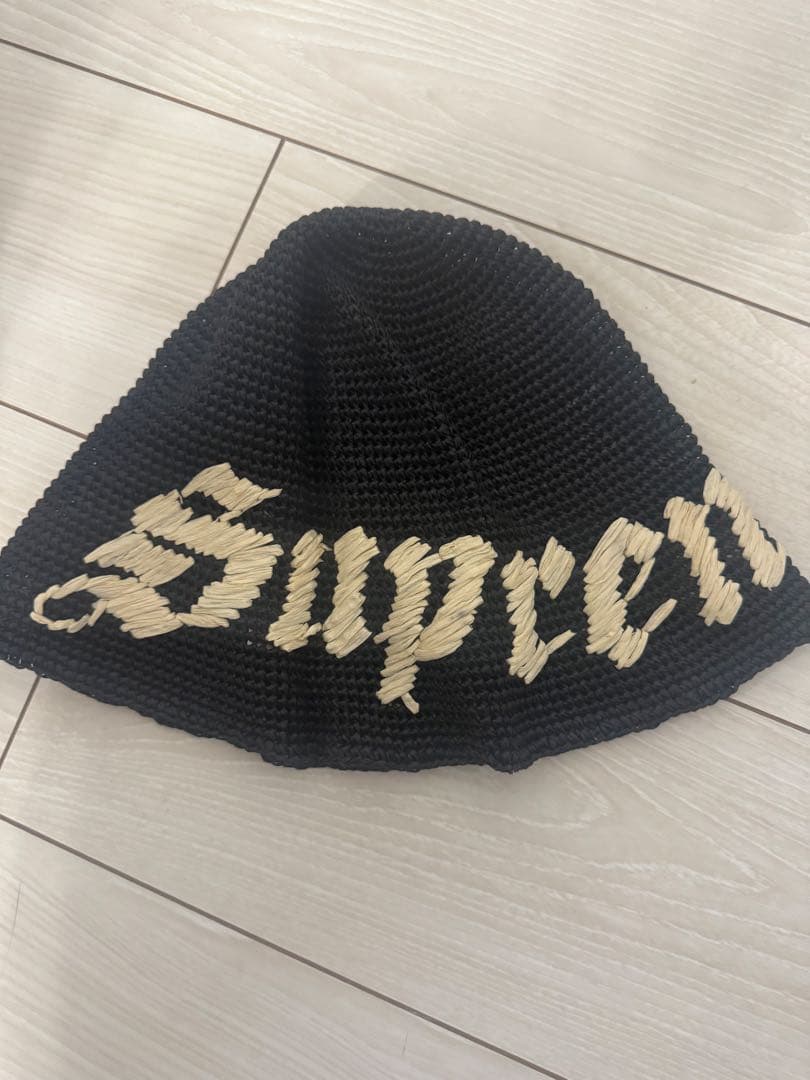 Supreme バケットハット 黒 ストローハット
