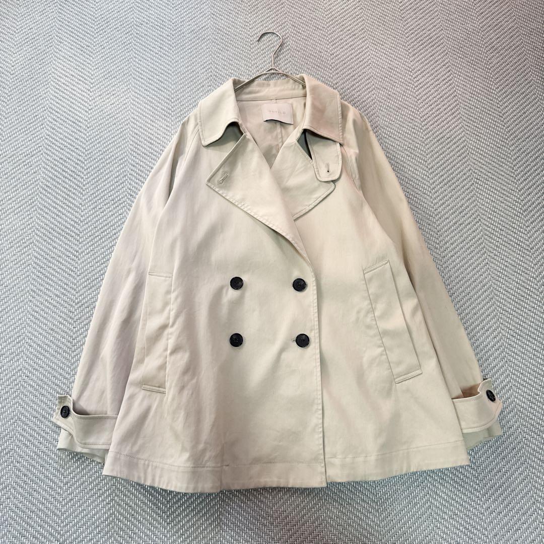 美品 UNFILO ウォッシャブル ショート トレンチコート ベージュ M