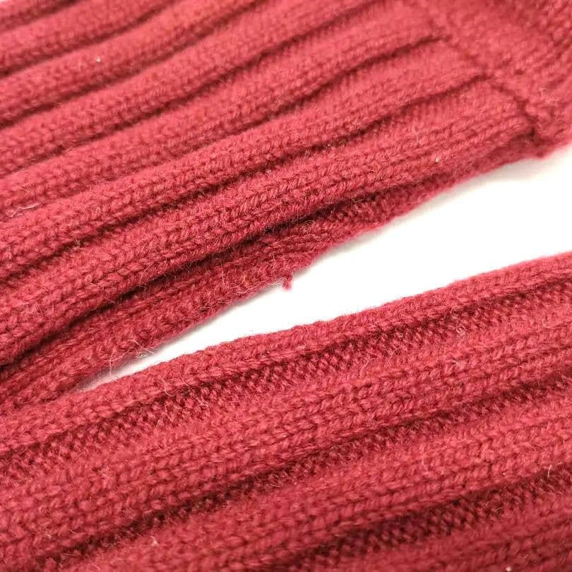 美品 HERMES カシミヤ手袋 赤 ロング丈 全長37.5 手囲い21 d01