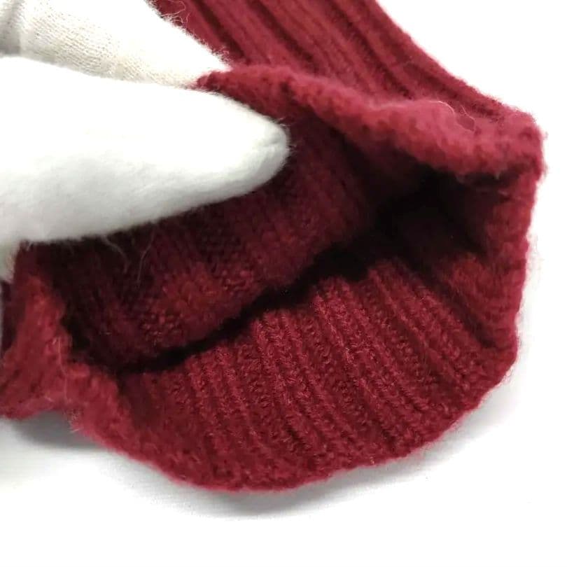 美品 HERMES カシミヤ手袋 赤 ロング丈 全長37.5 手囲い21 d01