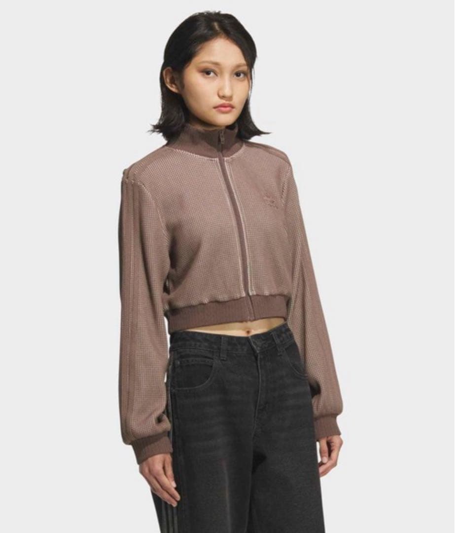 【本日限定価格】adidas クロップ　トラック　トップ　ジャージワッフルニット