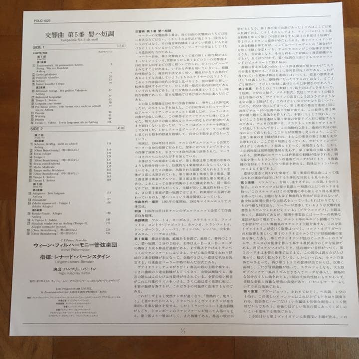 バーンスタイン　マーラー　交響曲第5番　レナードバーンスタイン指揮　LD
