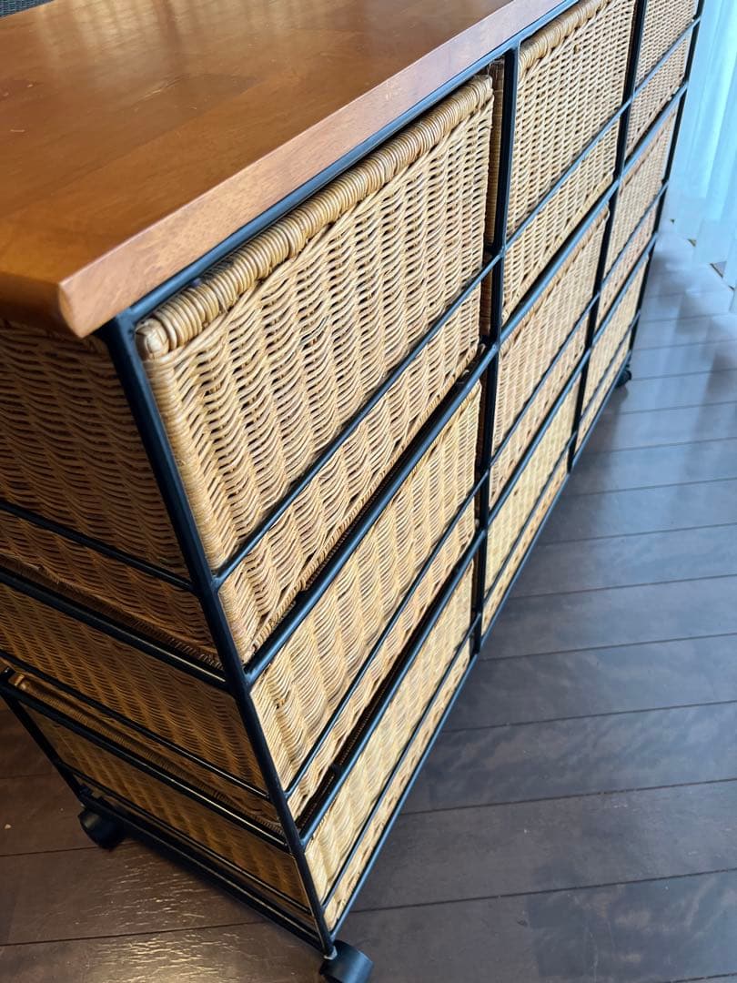 籐&アイアン 収納　ラタンチェスト