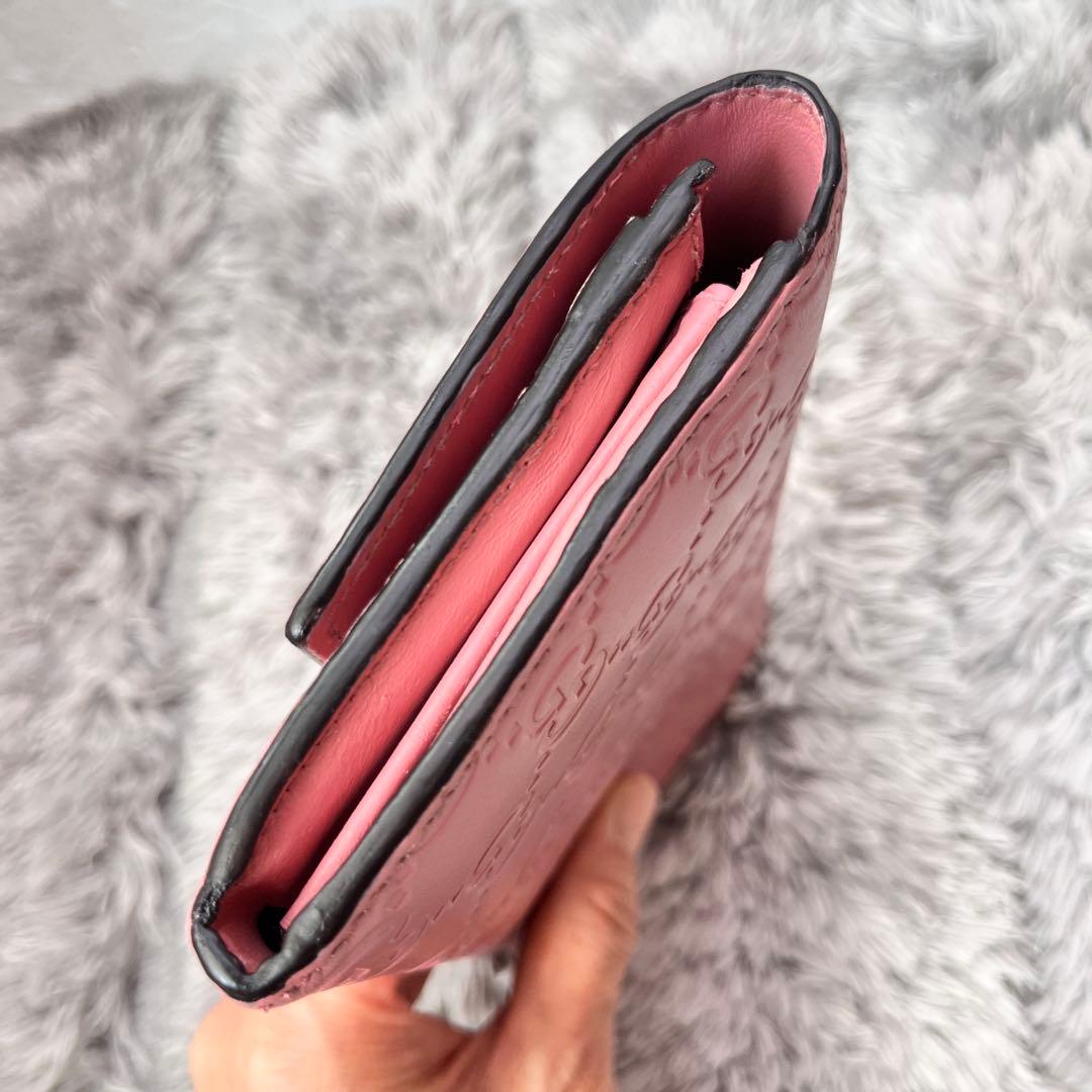 美品✨GUCCI シマ　くすみピンク　長財布　レディース