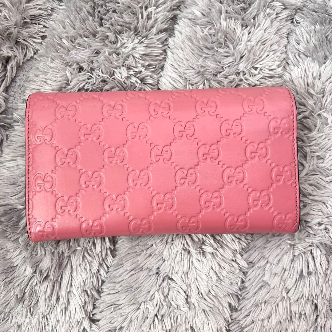 美品✨GUCCI シマ　くすみピンク　長財布　レディース