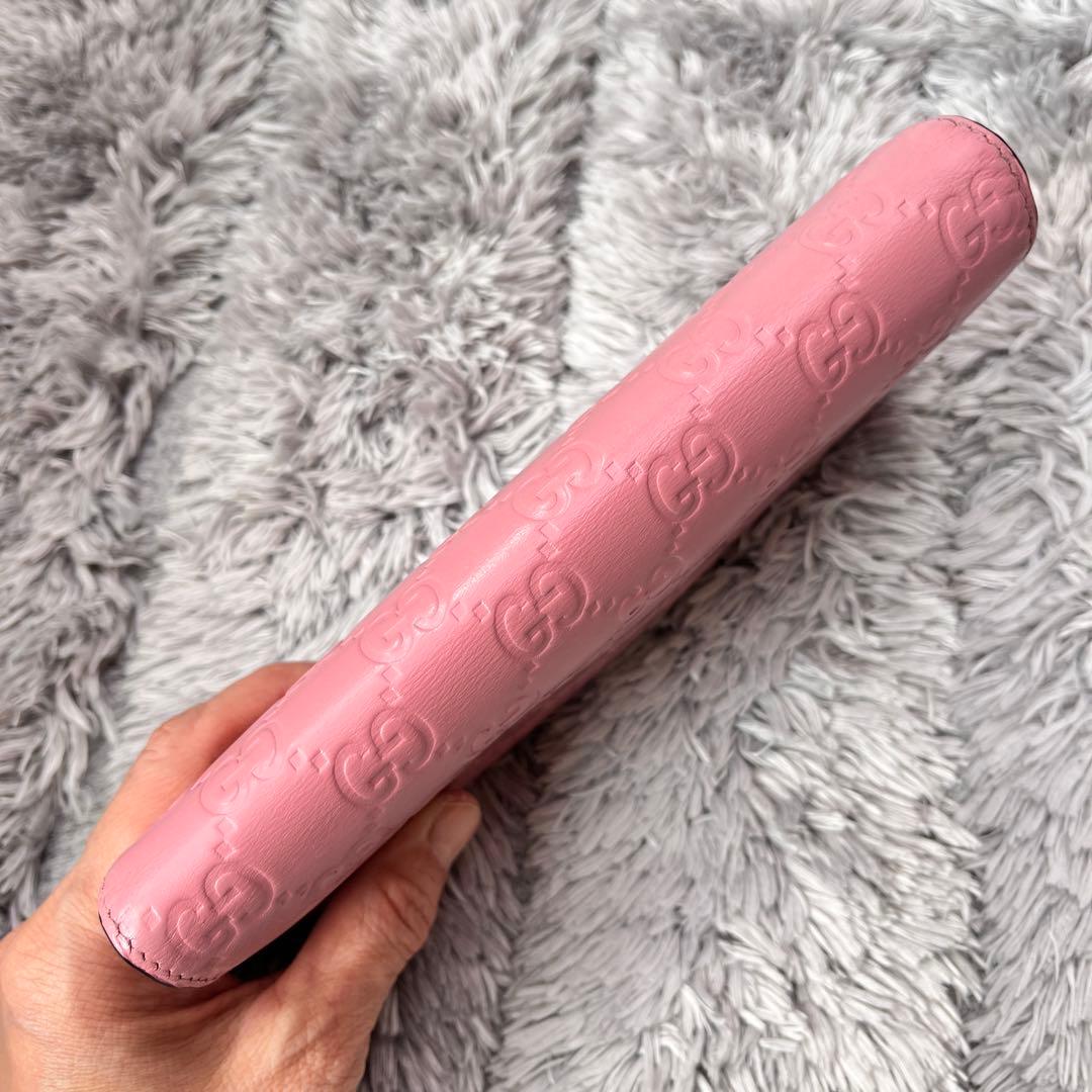 美品✨GUCCI シマ　くすみピンク　長財布　レディース