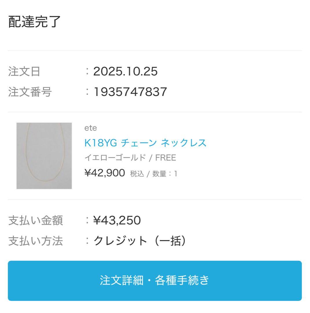 ete K18YG チェーンネックレス