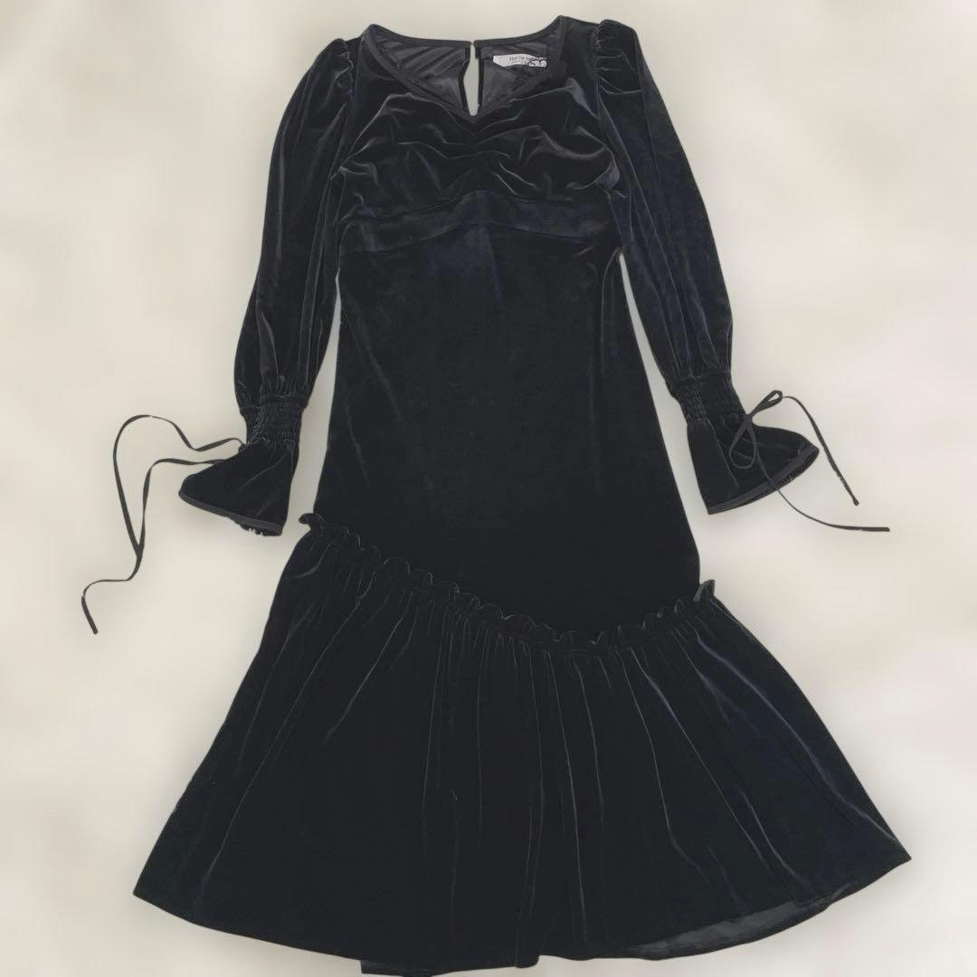 【即発送】Herlipto パーリップトゥ　ベロアワンピース　ブラック　ドレス