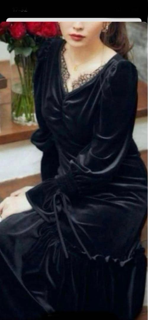 【即発送】Herlipto パーリップトゥ　ベロアワンピース　ブラック　ドレス