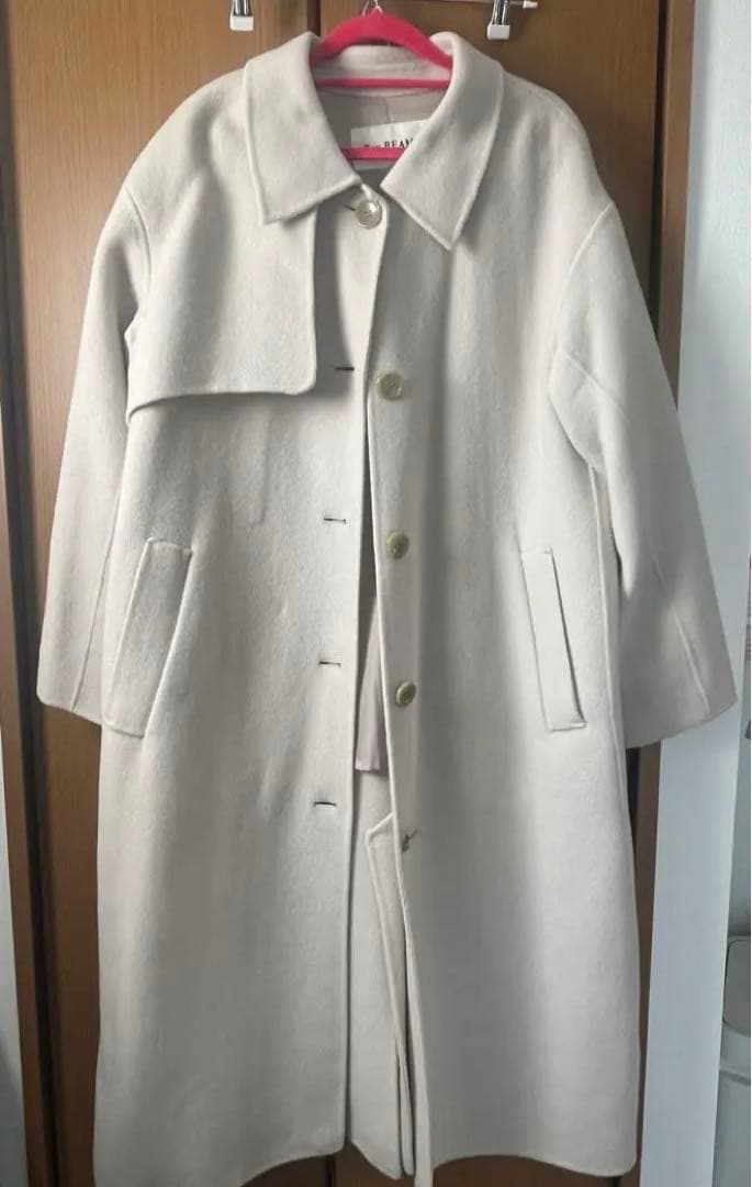 Ray BEAMS ウール　ホワイト　アイボリー　ロングコート