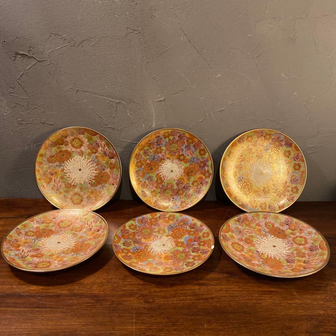 薩摩焼 明治 アンティーク 金蘭手まとめ売り カップ&ソーサー 骨董品 蔵出し