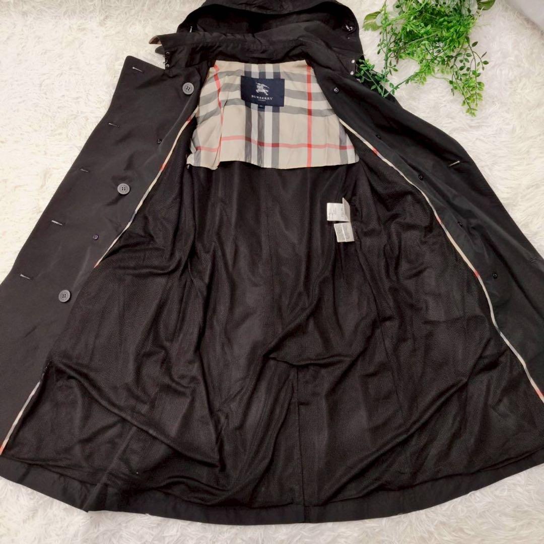 バーバリーロンドン フード付きトレンチコート 2way ノバチェック 黒 40