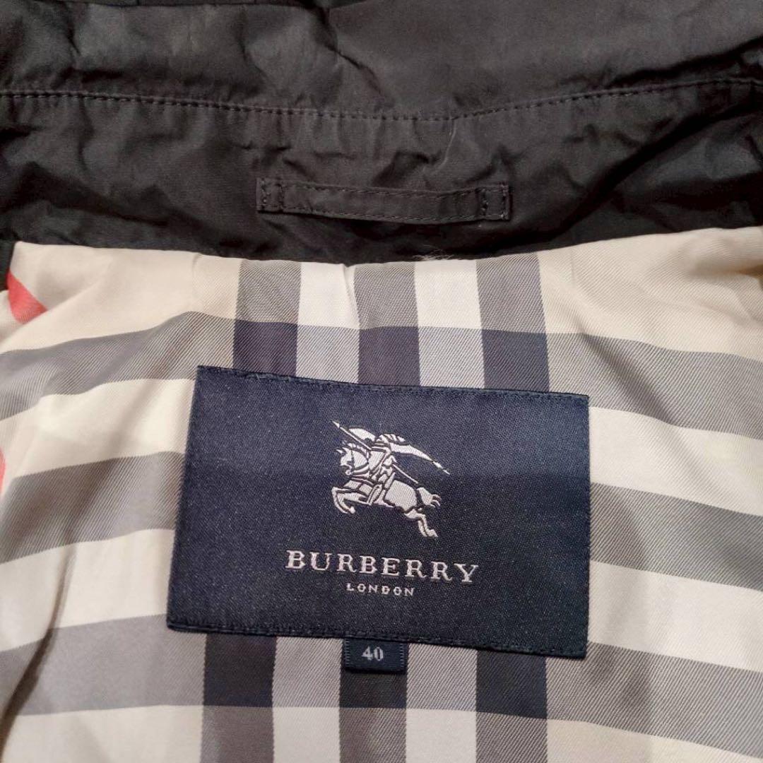 バーバリーロンドン フード付きトレンチコート 2way ノバチェック 黒 40