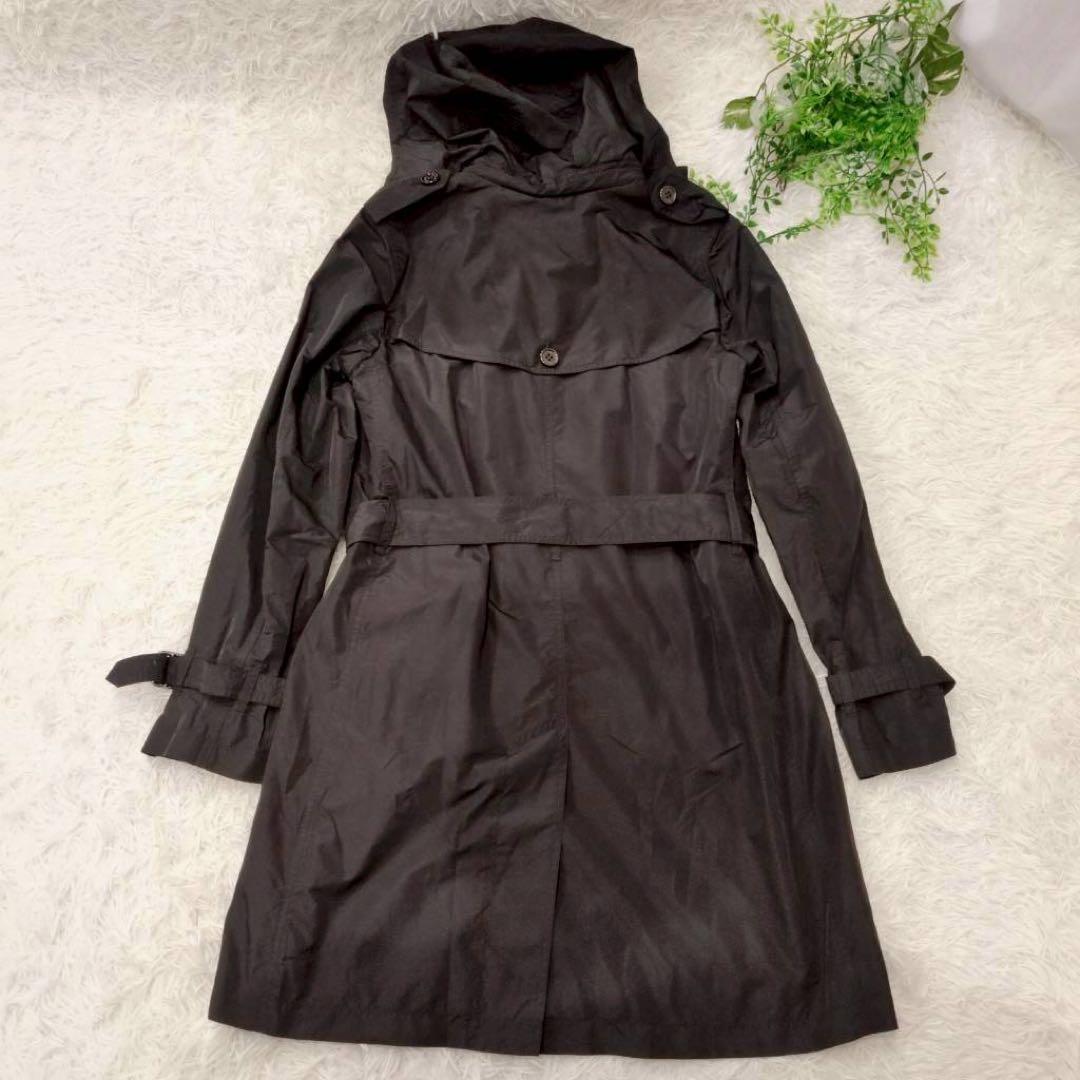 バーバリーロンドン フード付きトレンチコート 2way ノバチェック 黒 40