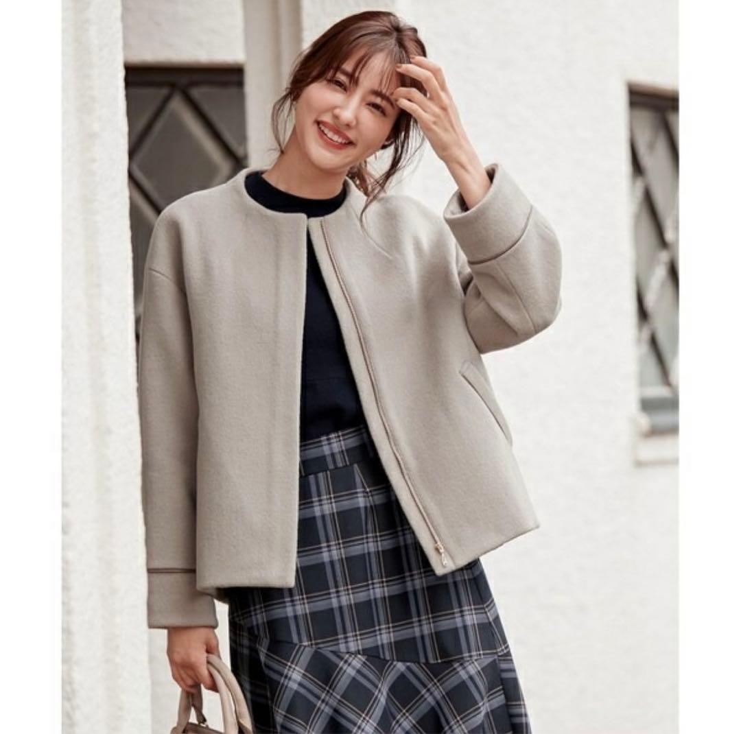 any SiS ノーカラーショート コート