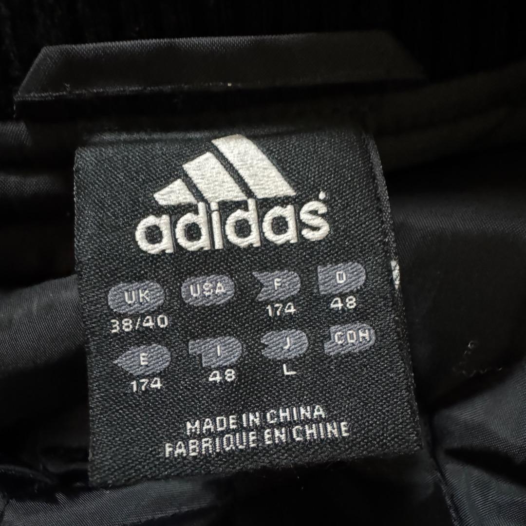 adidas 00s ビンテージ 刺繍ロゴ 袖革 スタジャン ブラック Lサイズ
