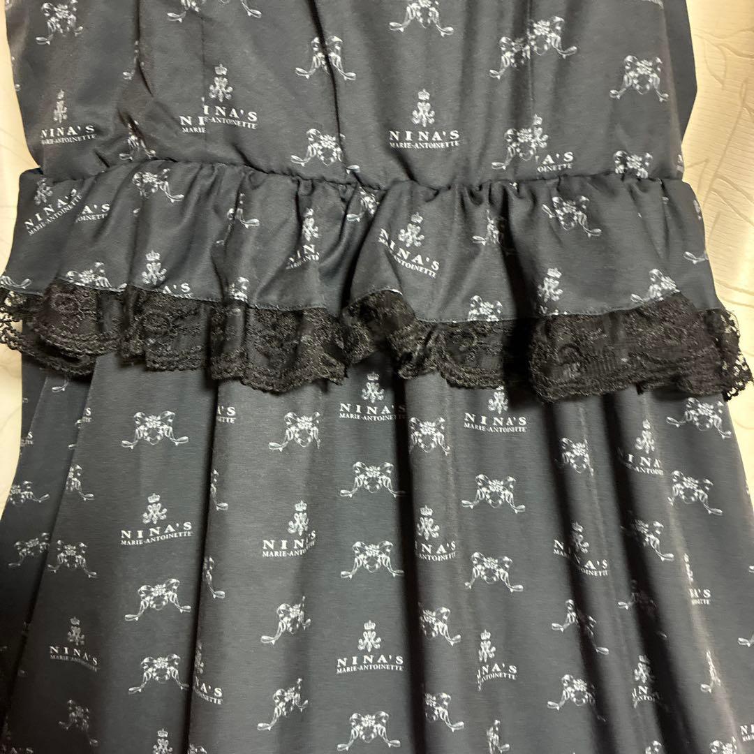 5L新品未使用品しまむらコラボ青木美沙子ニナスぺプラムジャンスカ黒受注品タグ付