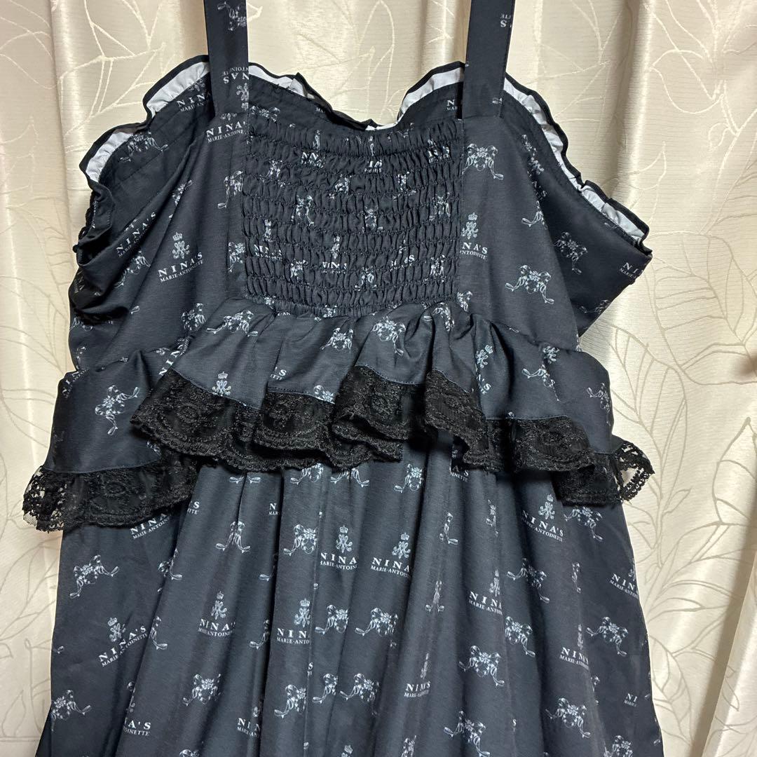 5L新品未使用品しまむらコラボ青木美沙子ニナスぺプラムジャンスカ黒受注品タグ付