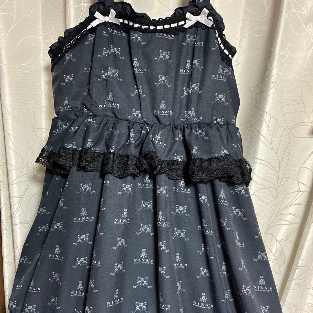 5L新品未使用品しまむらコラボ青木美沙子ニナスぺプラムジャンスカ黒受注品タグ付