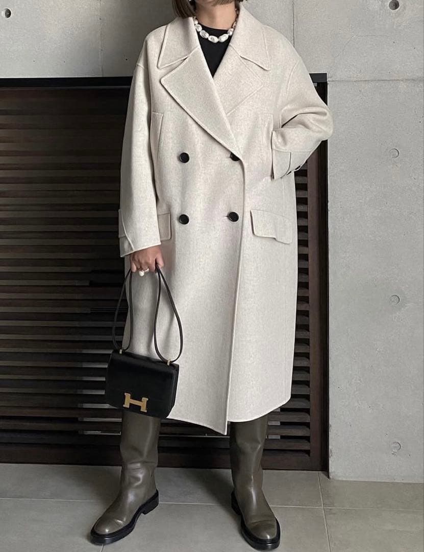 lohen ローヘン ハードメルトンリバーピーコート　ホワイト