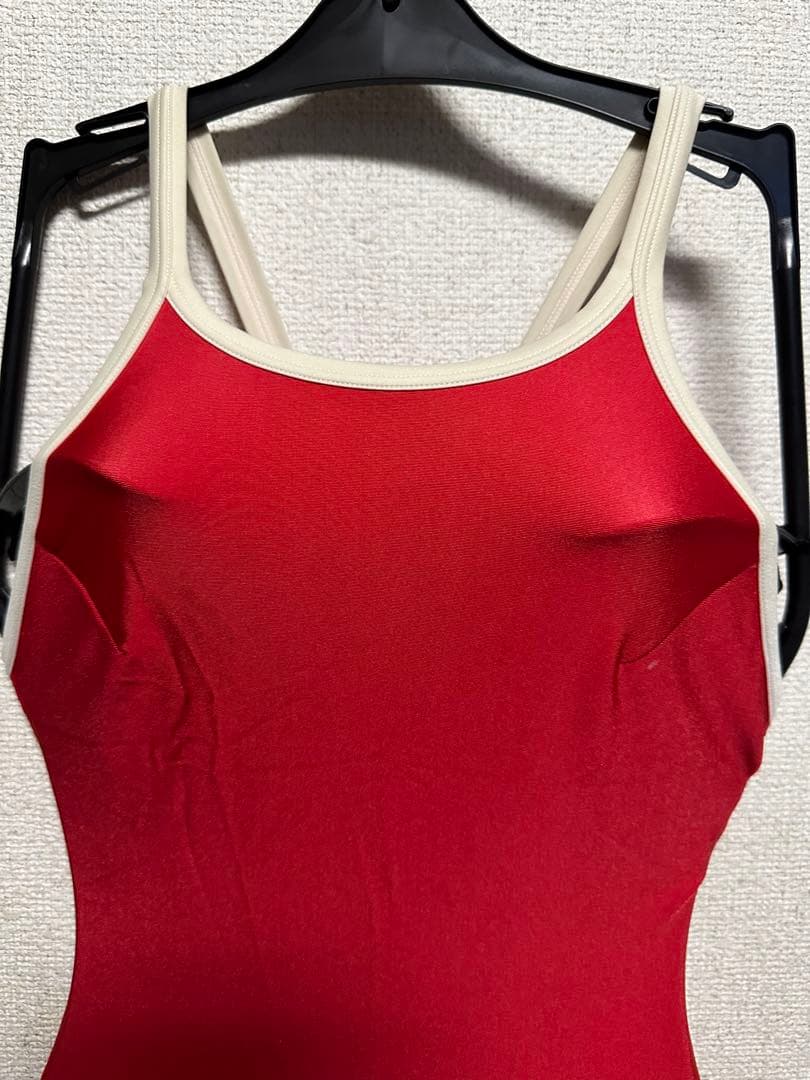 競泳水着 アリーナ arena Mサイズ 赤 パイピング 学年色 ロゴ剥がれ