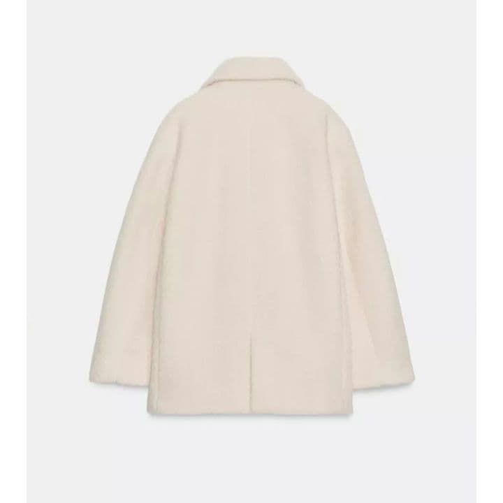 完売品 ZARA ブークレダブルブレストミディ丈コート S エクリュ