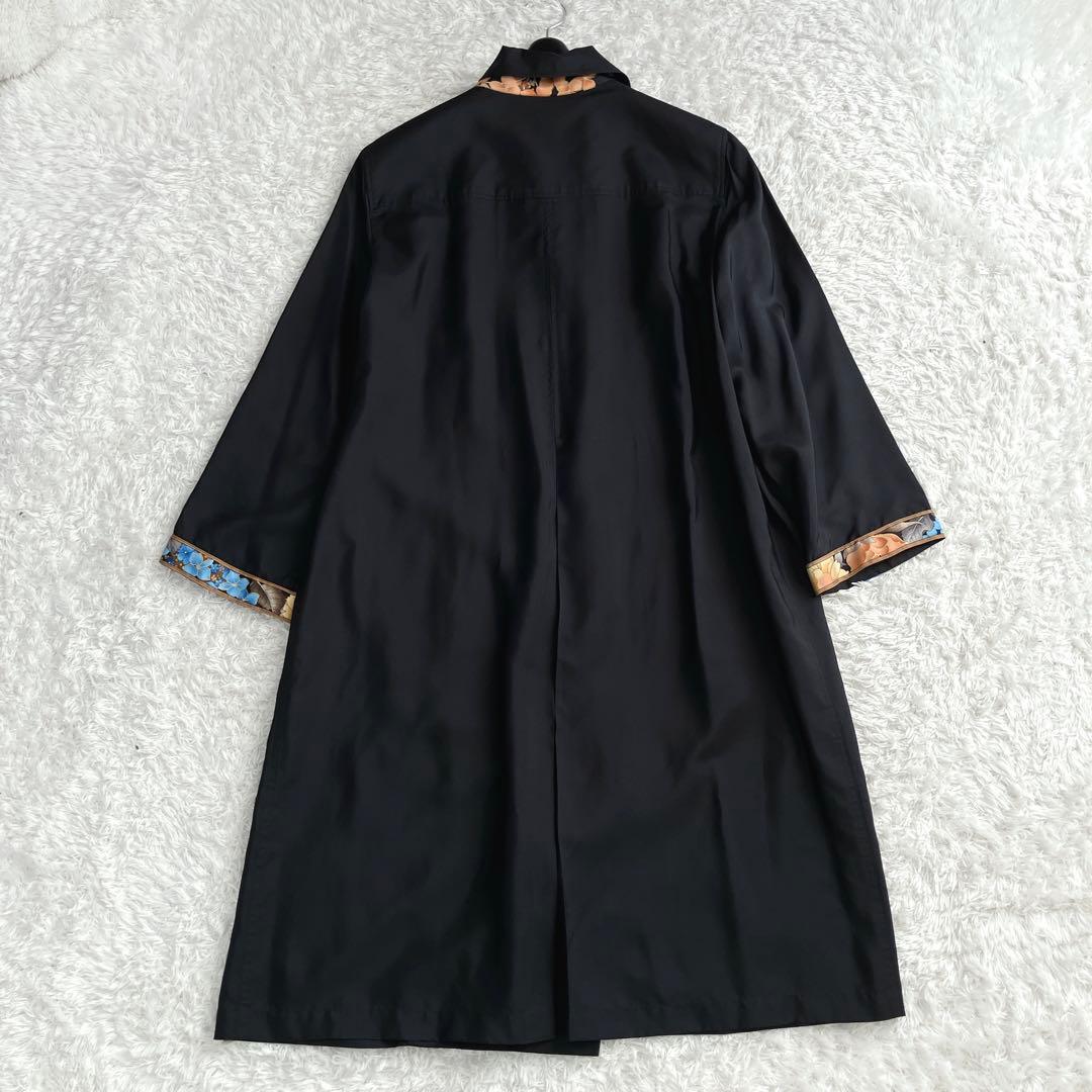 美品✨シルク100% レオナール スプリングコート 金ボタン ダブル トリム 花