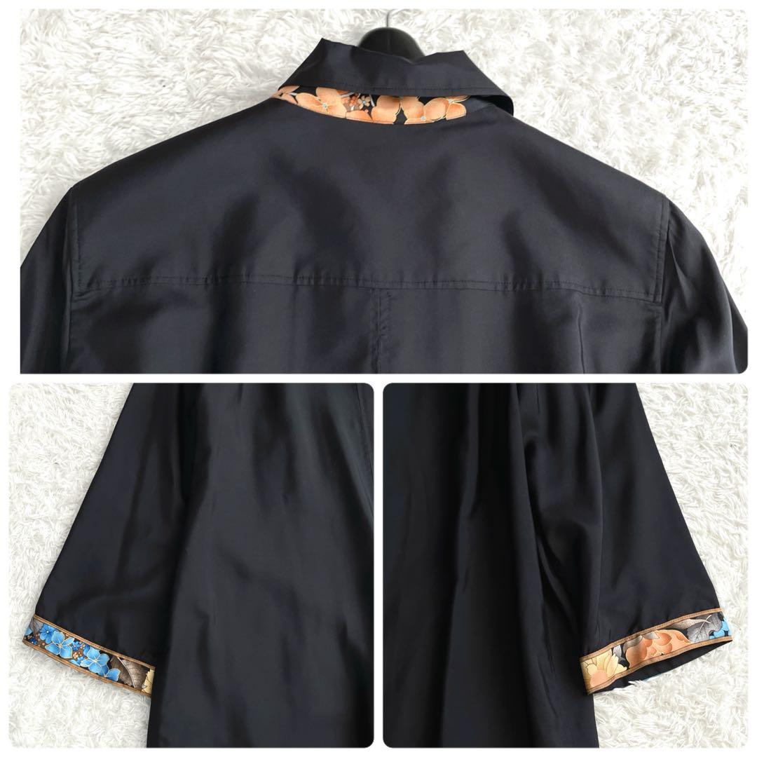 美品✨シルク100% レオナール スプリングコート 金ボタン ダブル トリム 花