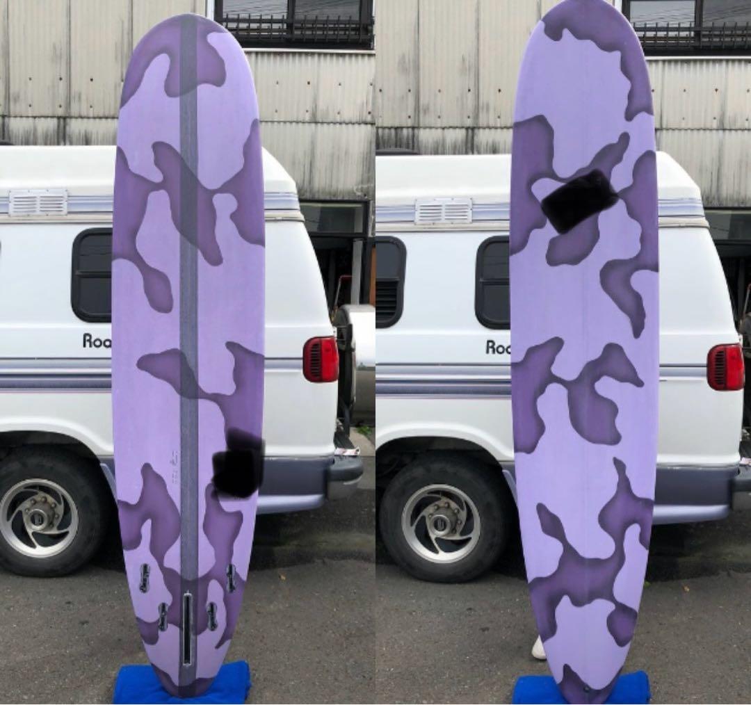 値下げ★ロングボード　9.05ft ハンドシェイプ★美品　紫　迷彩柄