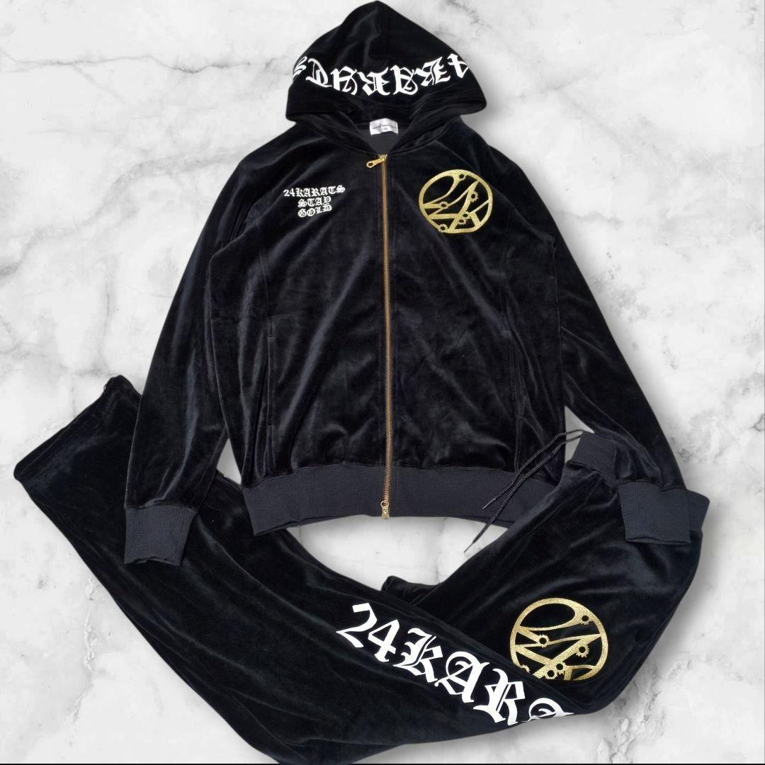 極美品✨24karats 黒金 ベロアジャージ セットアップ XL 希少