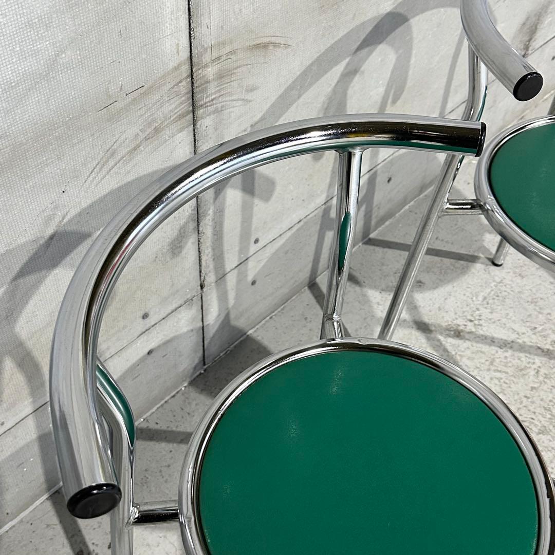 ★Chitose★ スチールラウンドチェア カフェチェア 昭和レトロ 2脚セット