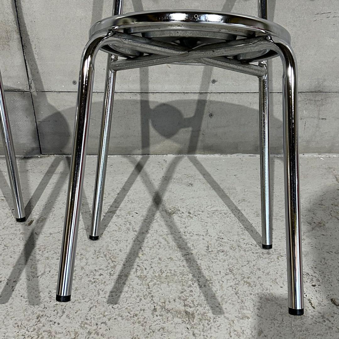 ★Chitose★ スチールラウンドチェア カフェチェア 昭和レトロ 2脚セット