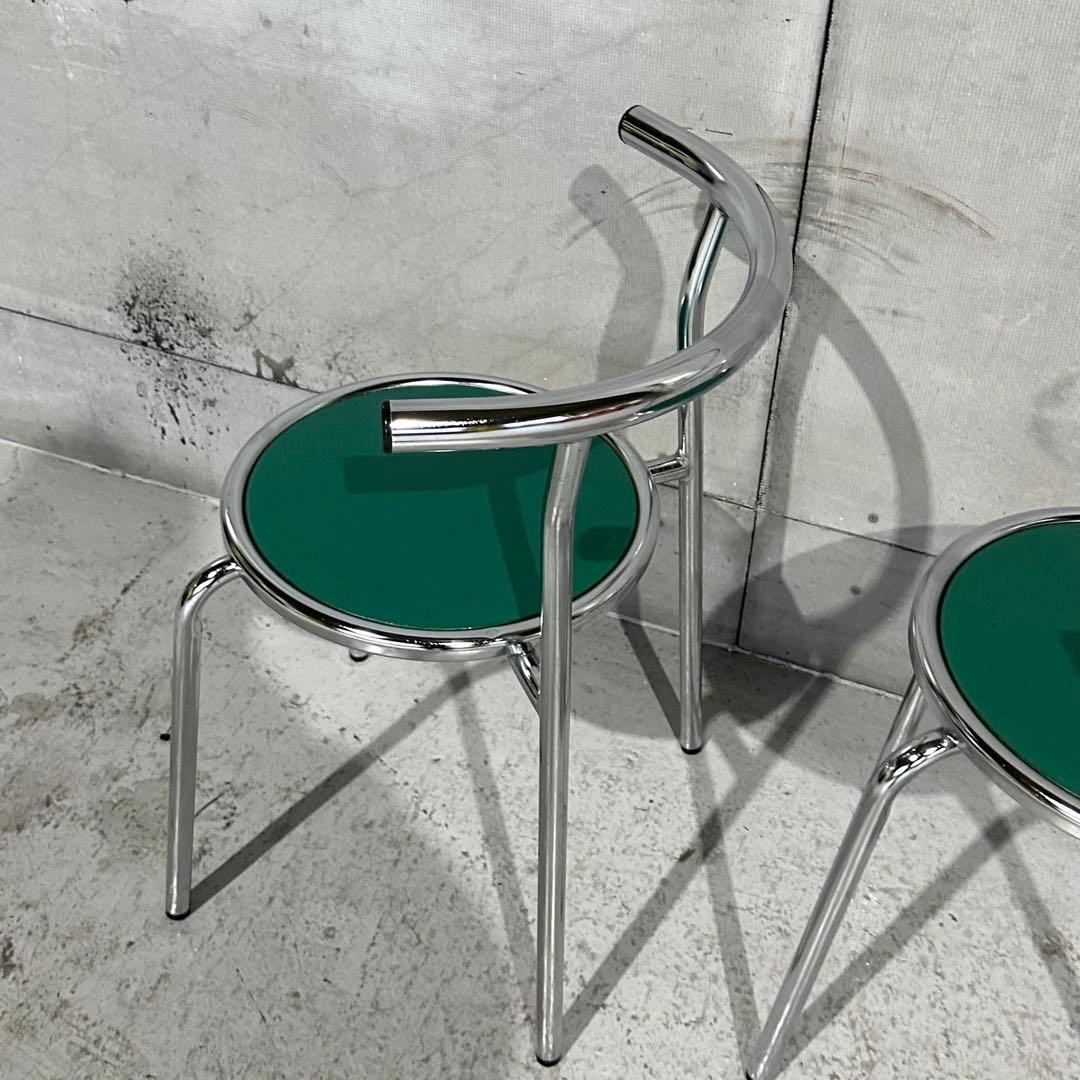 ★Chitose★ スチールラウンドチェア カフェチェア 昭和レトロ 2脚セット