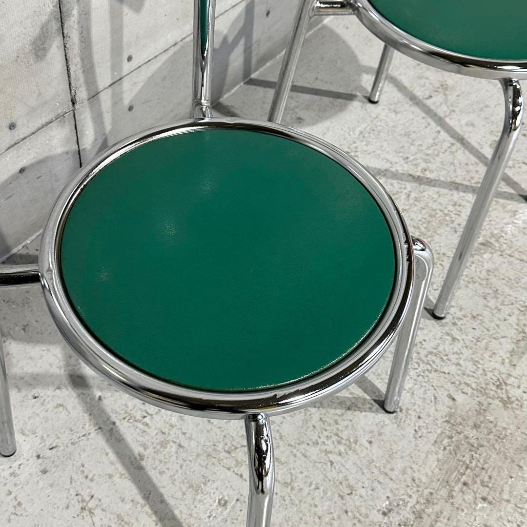 ★Chitose★ スチールラウンドチェア カフェチェア 昭和レトロ 2脚セット