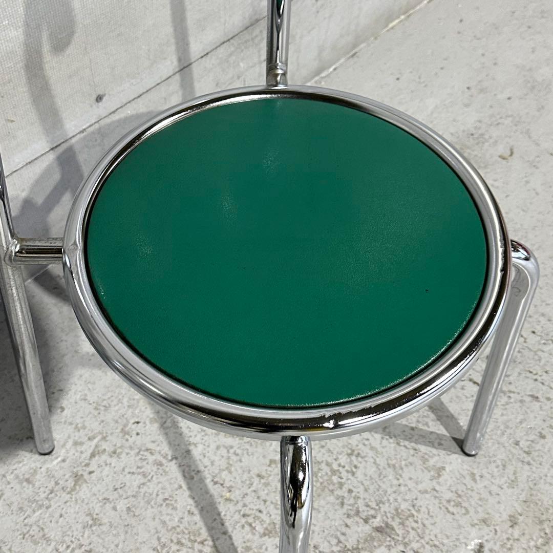 ★Chitose★ スチールラウンドチェア カフェチェア 昭和レトロ 2脚セット