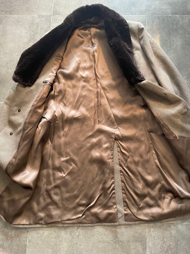 CARUSO メンズ　ロングコート　カシミア ブラウンファー付