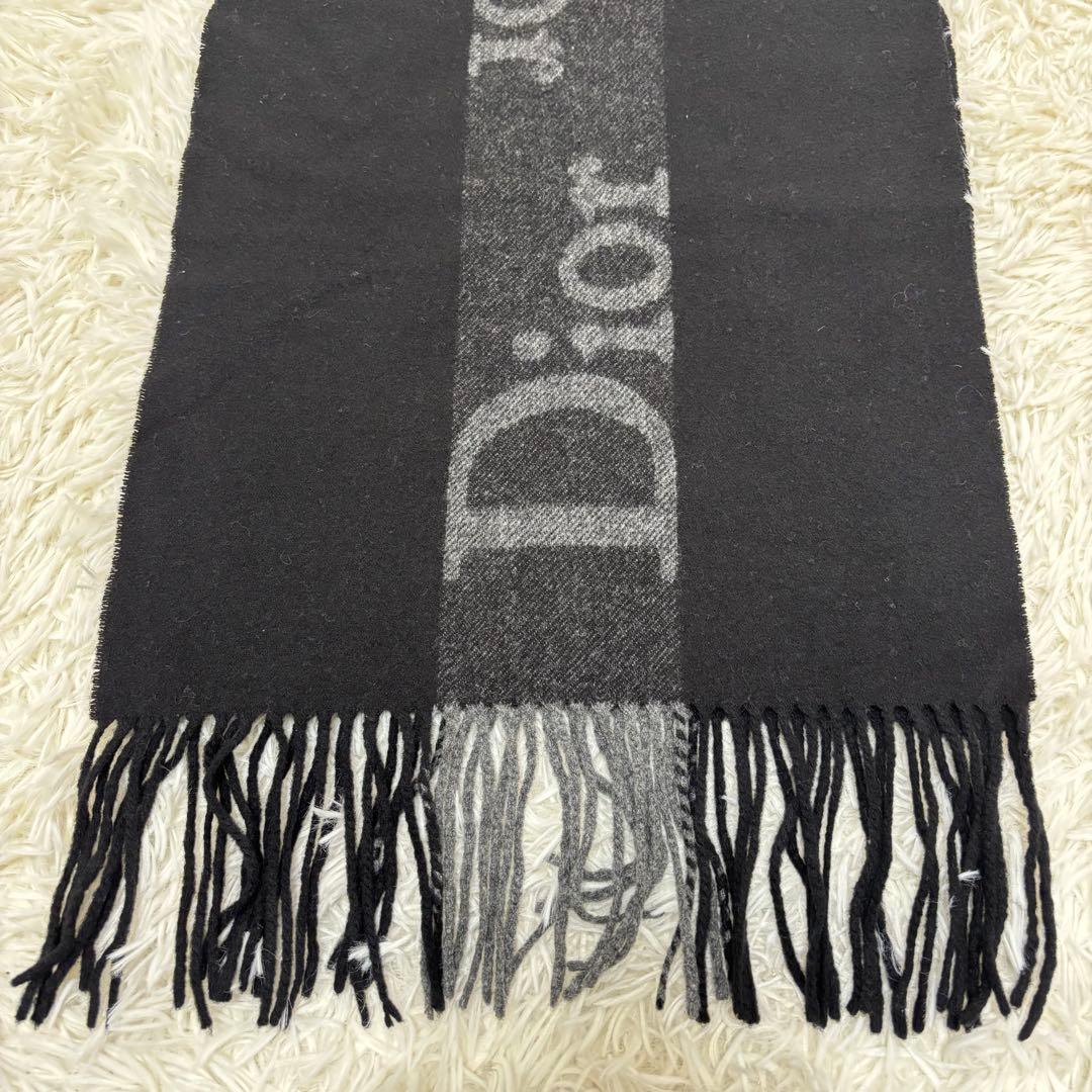 Dior クリスチャンディオール カシミヤ×メリノウール マフラー ブラック