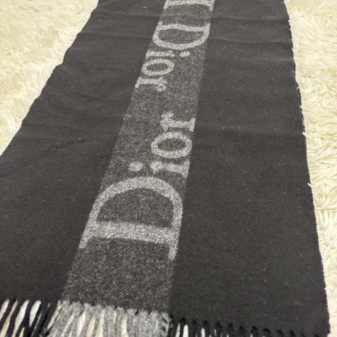Dior クリスチャンディオール カシミヤ×メリノウール マフラー ブラック