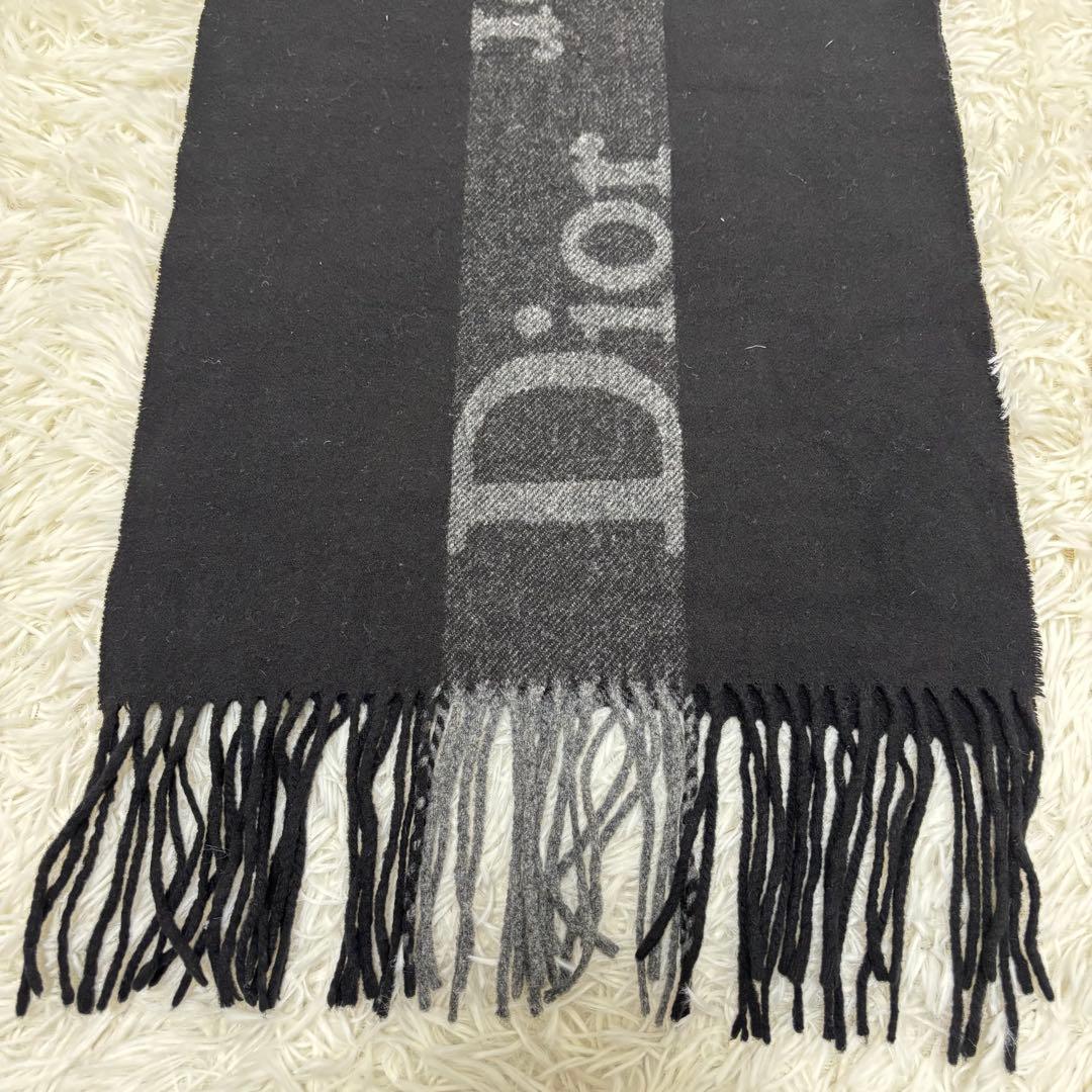 Dior クリスチャンディオール カシミヤ×メリノウール マフラー ブラック